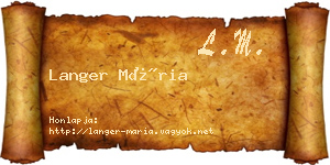 Langer Mária névjegykártya