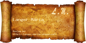 Langer Mária névjegykártya